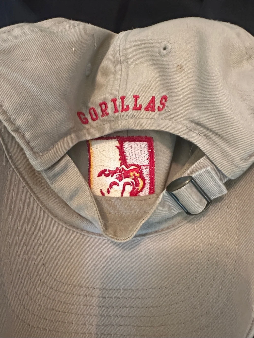 Light Khaki putt state gorillas Baseball Cap with Red & Yellow Embroidered Logo-